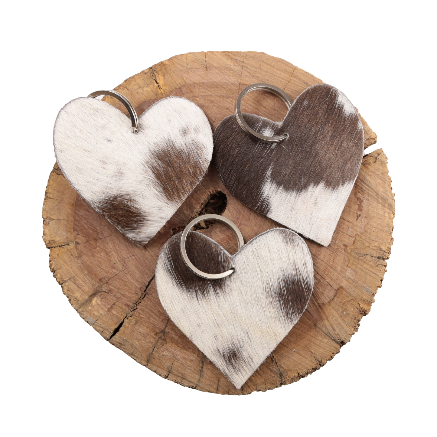 Standard Cowhide Heart Keychain