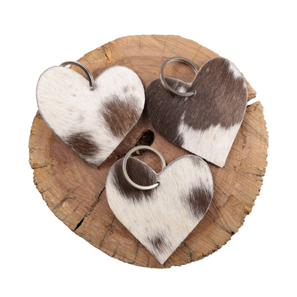 Standard Cowhide Heart Keychain