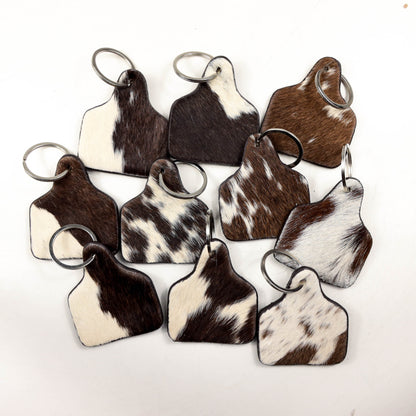 Standard Cowhide Cattle Tag Keychain