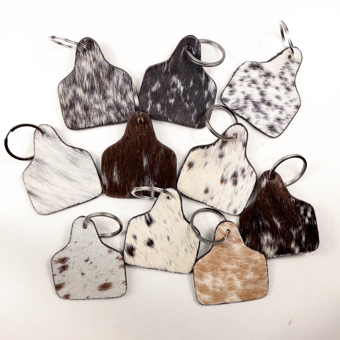 Standard Cowhide Cattle Tag Keychain