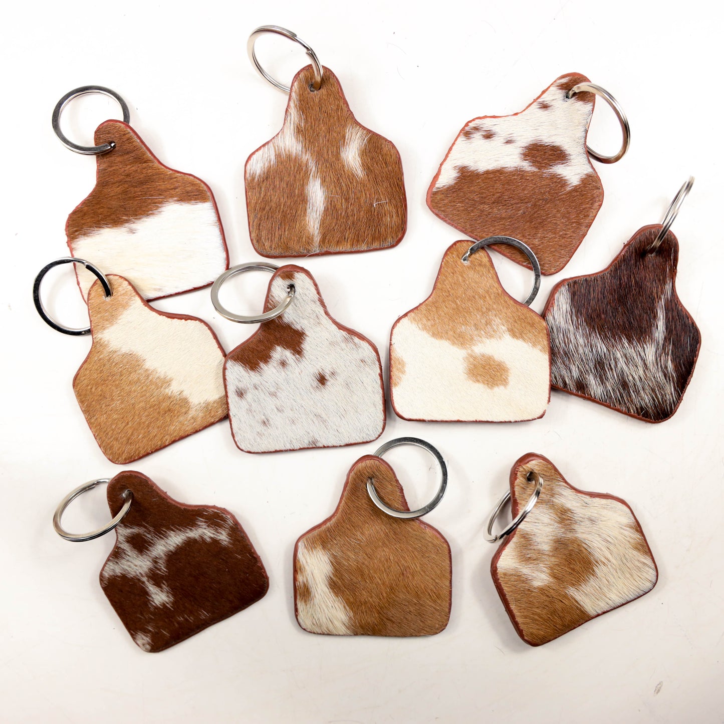 Standard Cowhide Cattle Tag Keychain