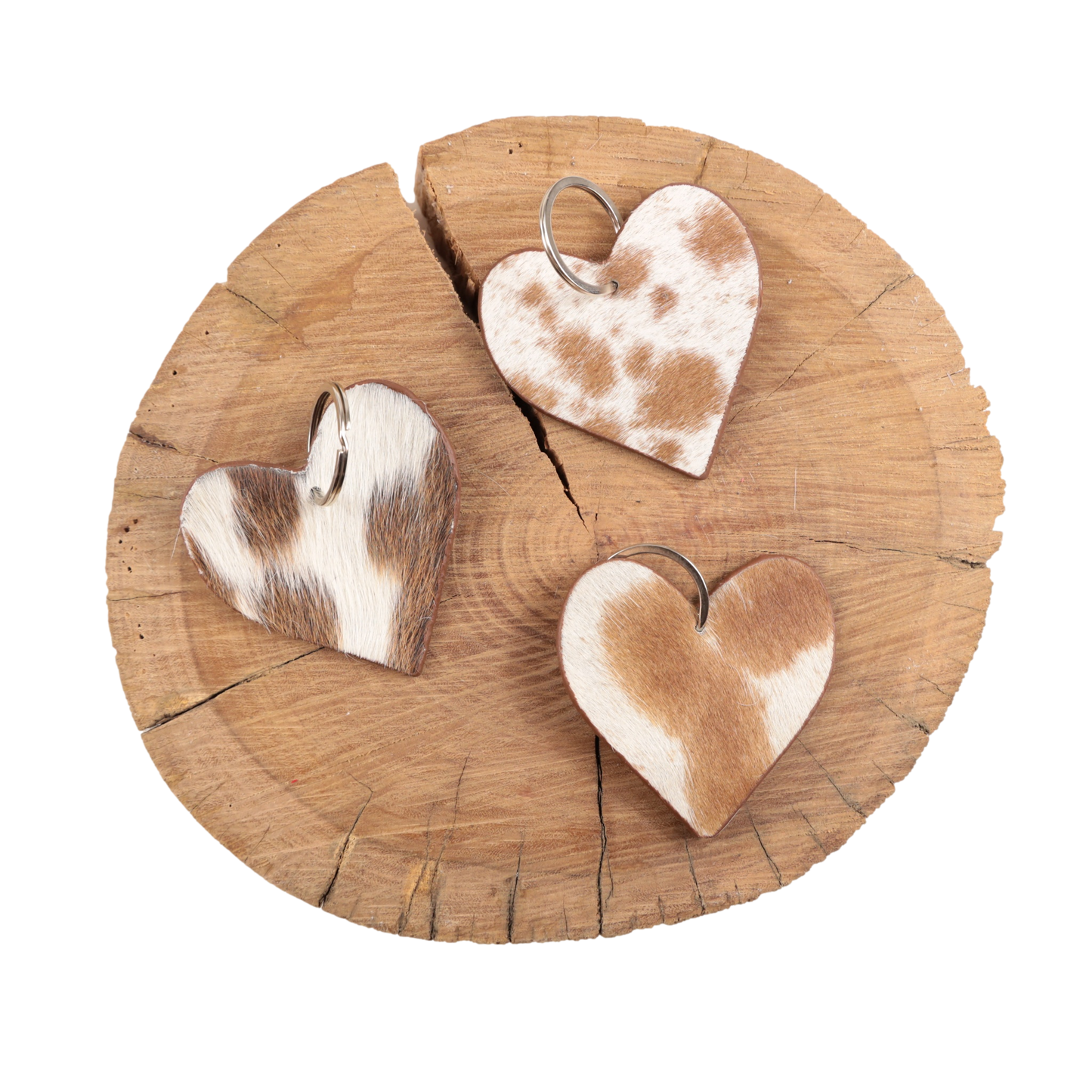 Standard Cowhide Heart Keychain