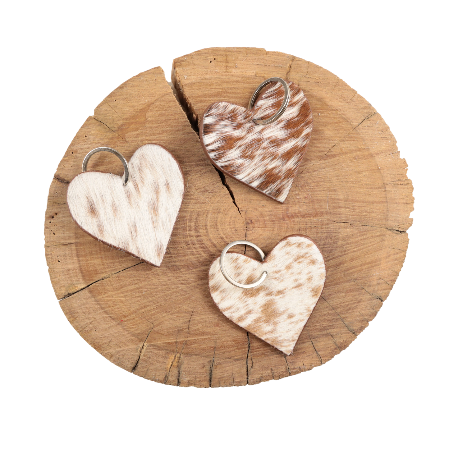 Standard Cowhide Heart Keychain