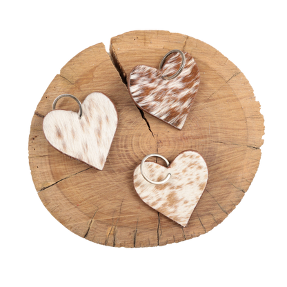 Standard Cowhide Heart Keychain