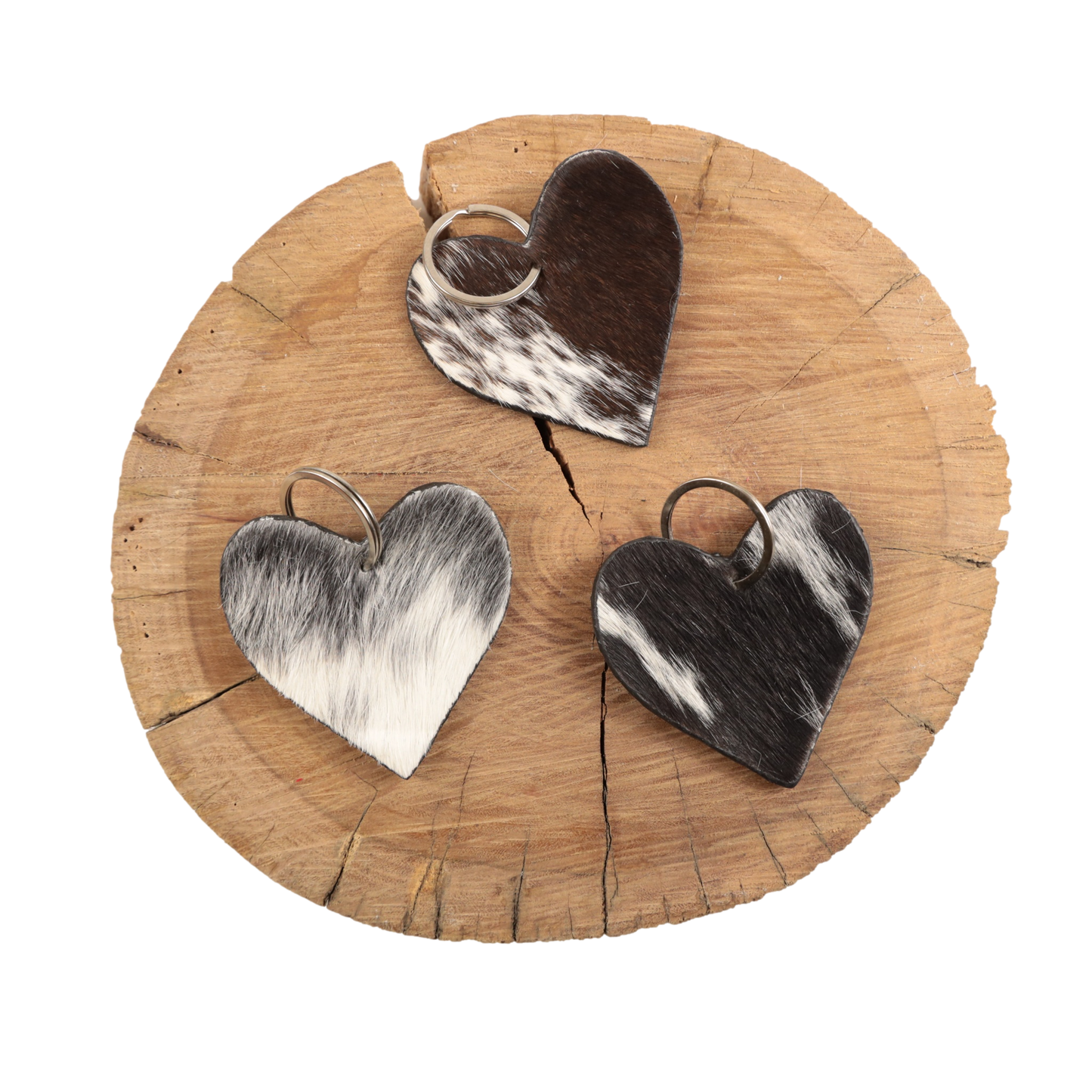 Standard Cowhide Heart Keychain