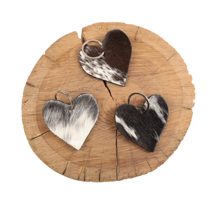 Standard Cowhide Heart Keychain