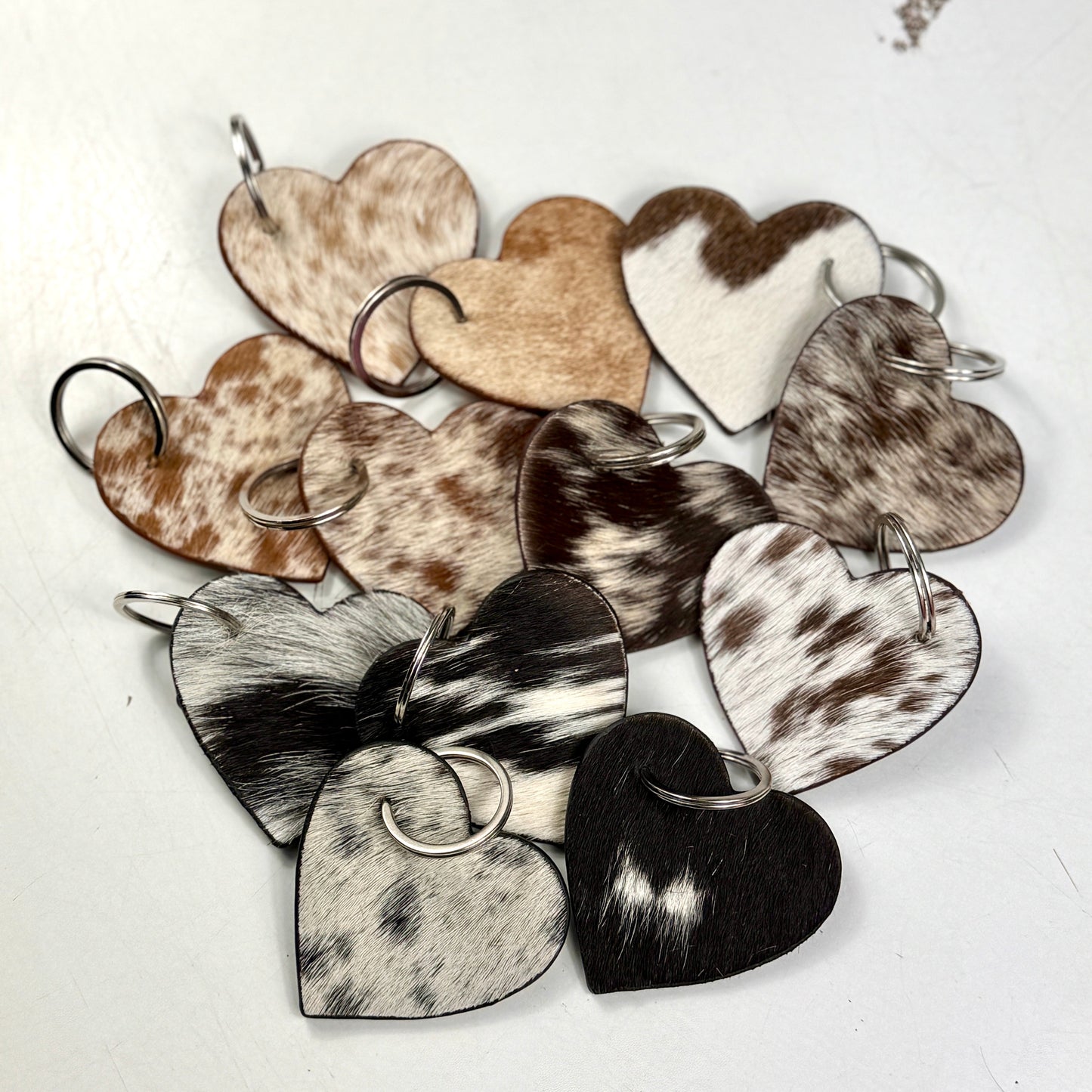 Standard Cowhide Heart Keychain