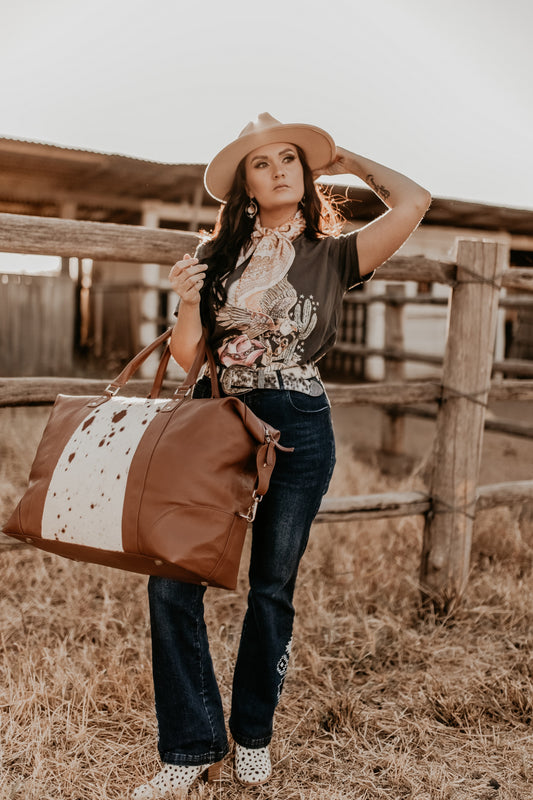Ainsley Cowhide Leather Duffle Bag